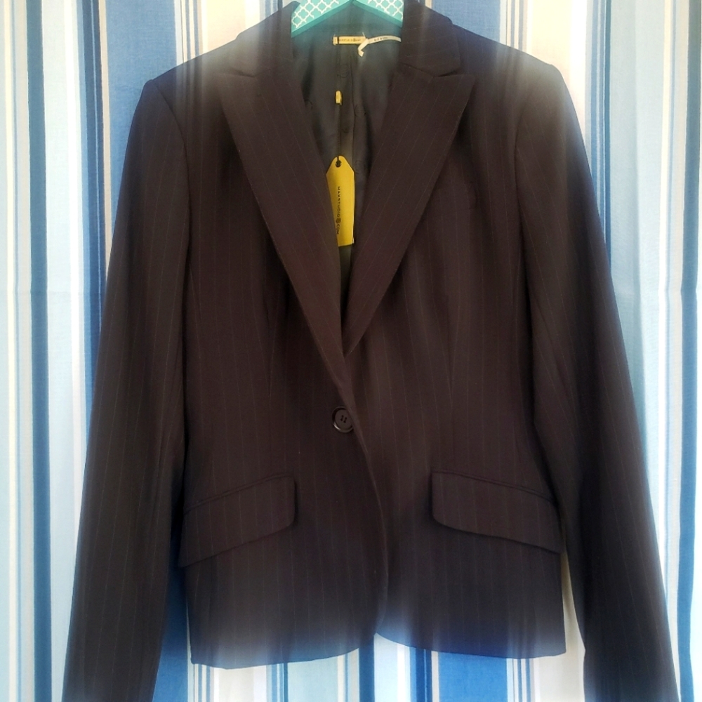 Max Studio Pinstriped Women Black Blazer NWT size 10